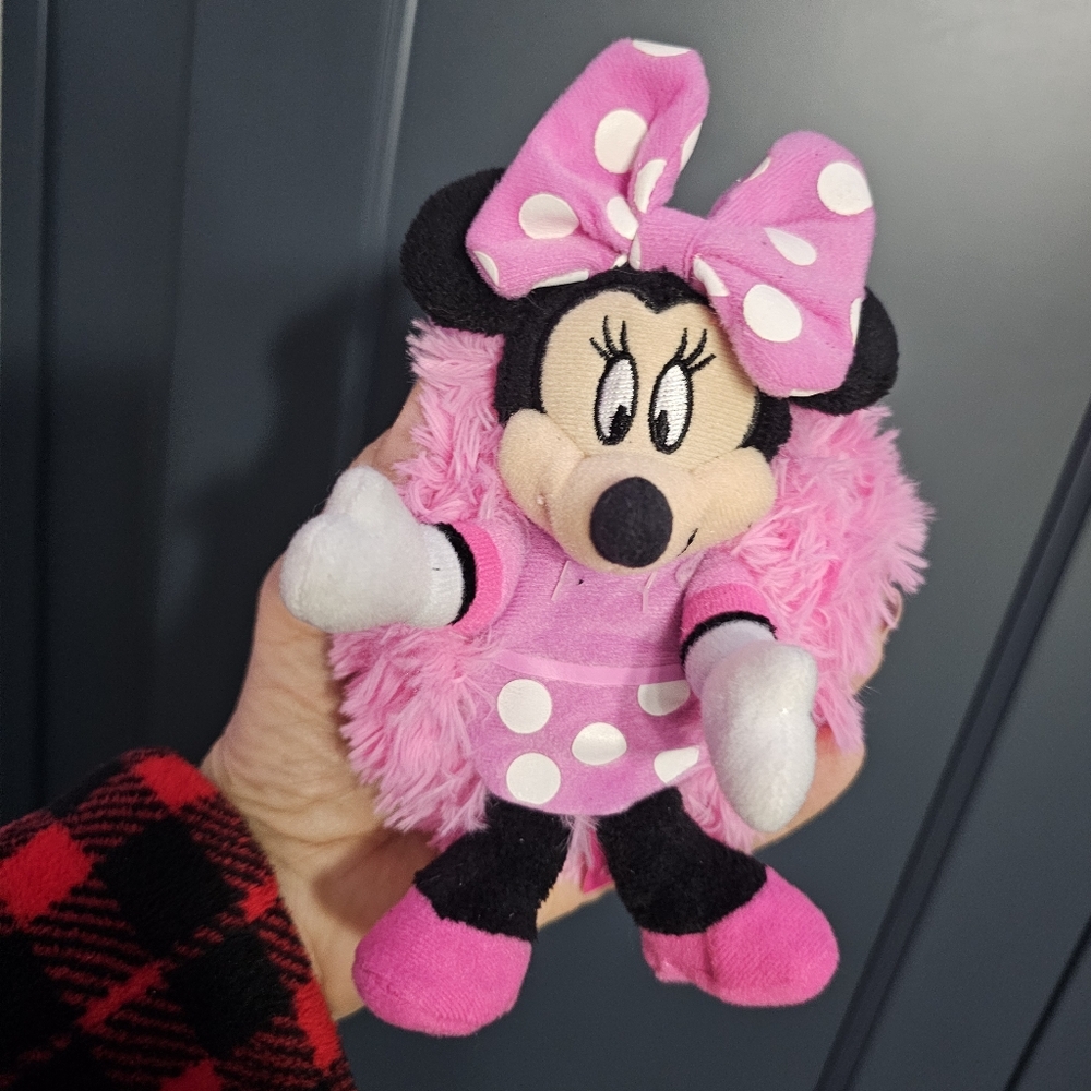 Disney "Hide Away Pets"  Minnie Mouse Plush Stuffed Toy Pink & Black